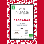 Étiquette du café de spécialité bio Cascadas Pérou – café en grains torréfié artisanalement à Hem par Nuage Coffee Roasters