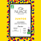 Étiquette du café de spécialité bio Juntos Colombie – café en grains torréfié artisanalement à Hem par Nuage Coffee Roasters
