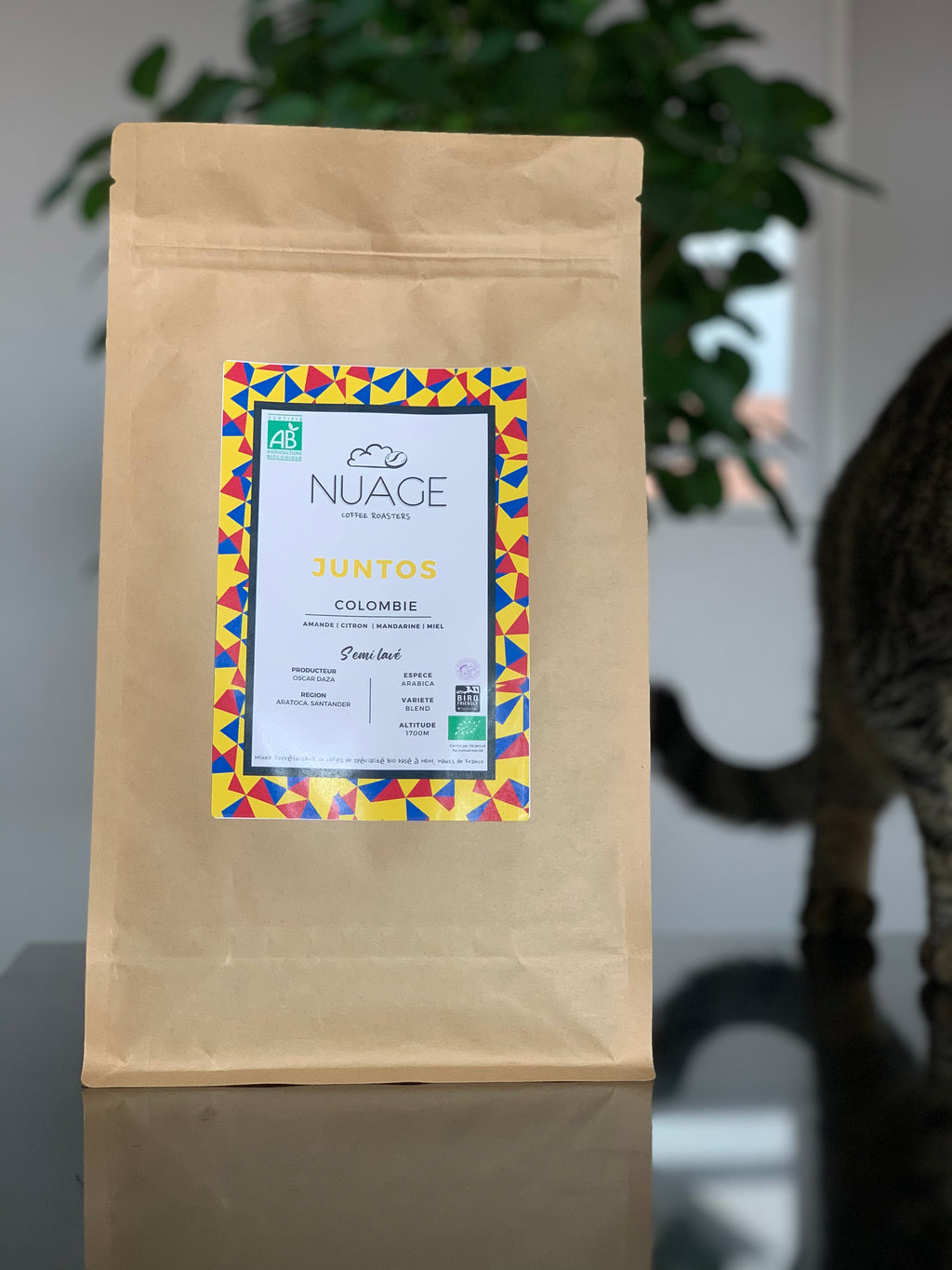 Café de spécialité bio Juntos Colombie en sachet 1 kg – café en grains torréfié artisanalement à Hem, pour professionnels et particuliers, Nuage Coffee Roasters